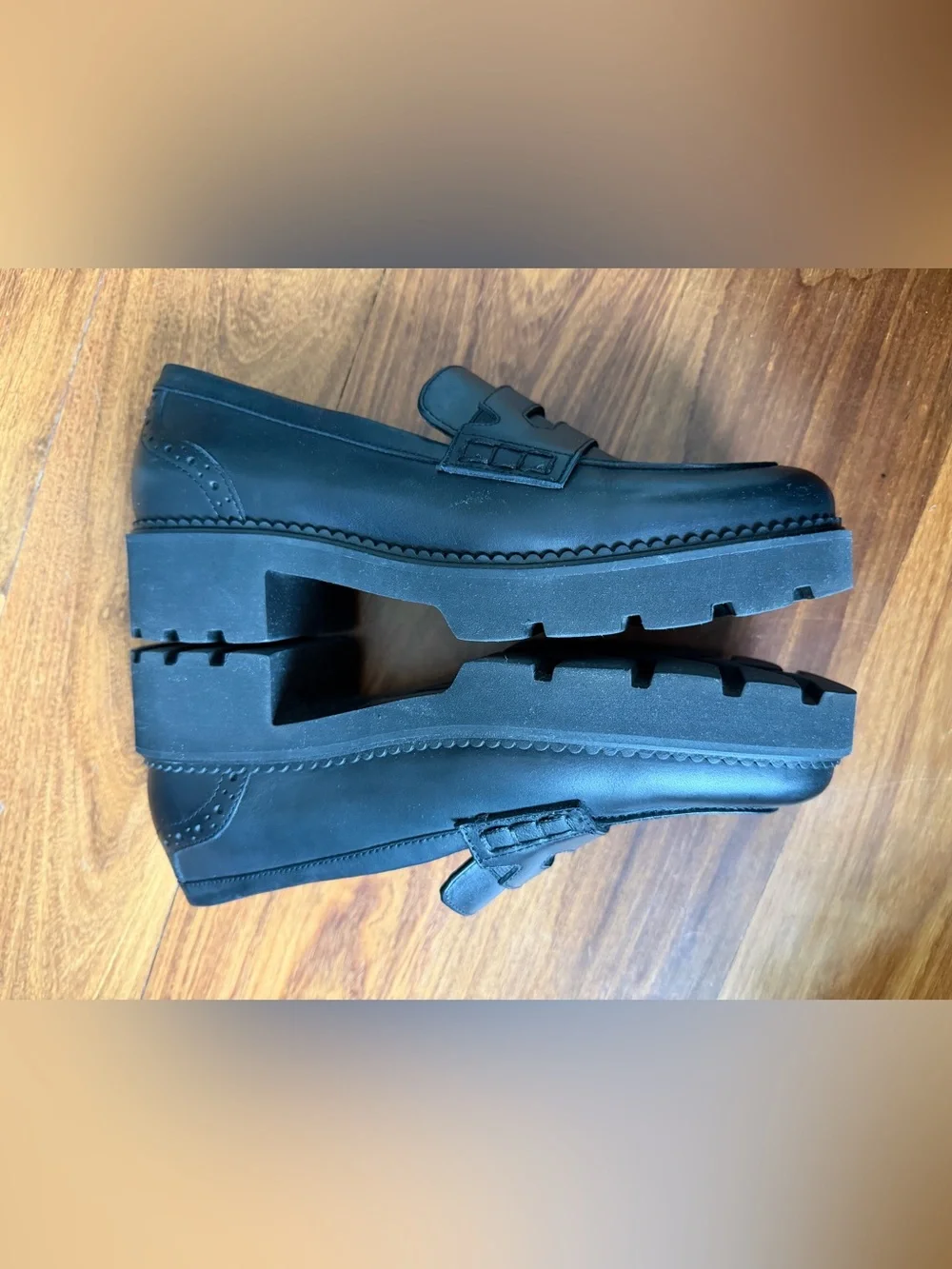 Vionic Black Leather Lug-Sole Penny Loafers Vionic Womens Fillmore
